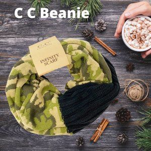 C.C Camouflage Black Infinity Scarf